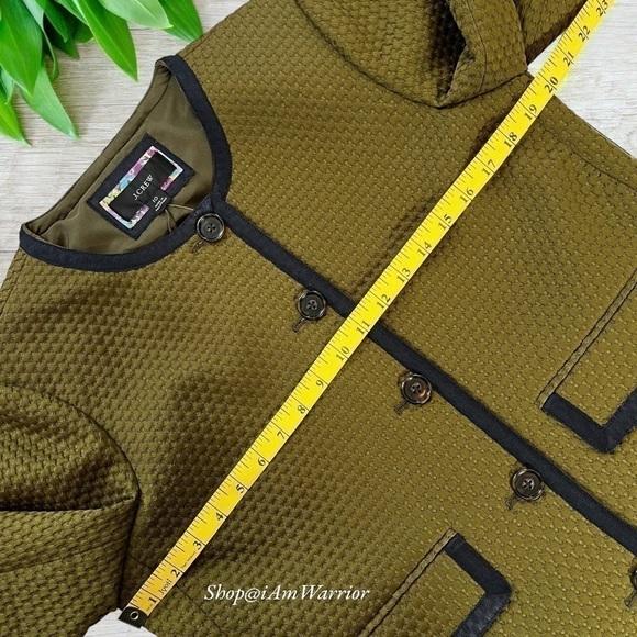 J.Crew NWT olive cropped textured ribbon tipped jacket + matching a-line skirt - Picture 7 of 13